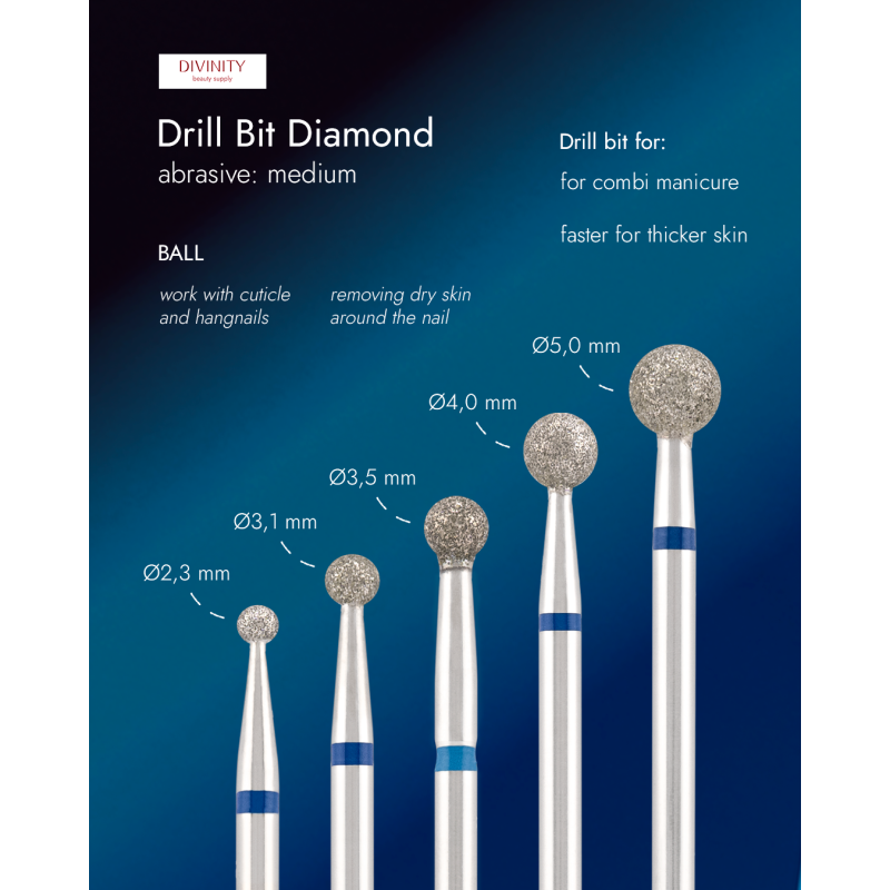 Diamond bit "ball" blue, Ø5,0 mm.