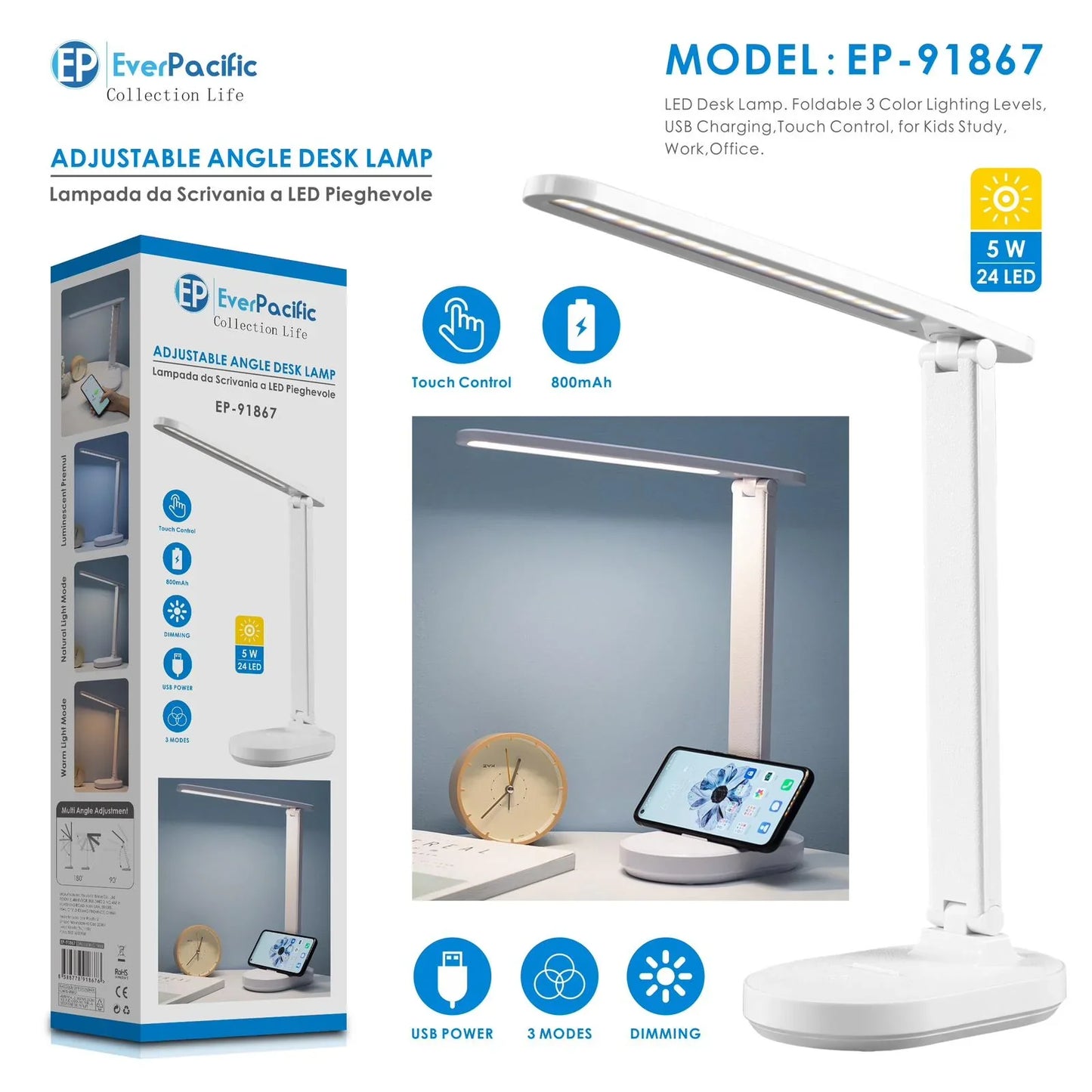 Lampada da Tavolo a LED 5W - 24LED - Lady&Oscar