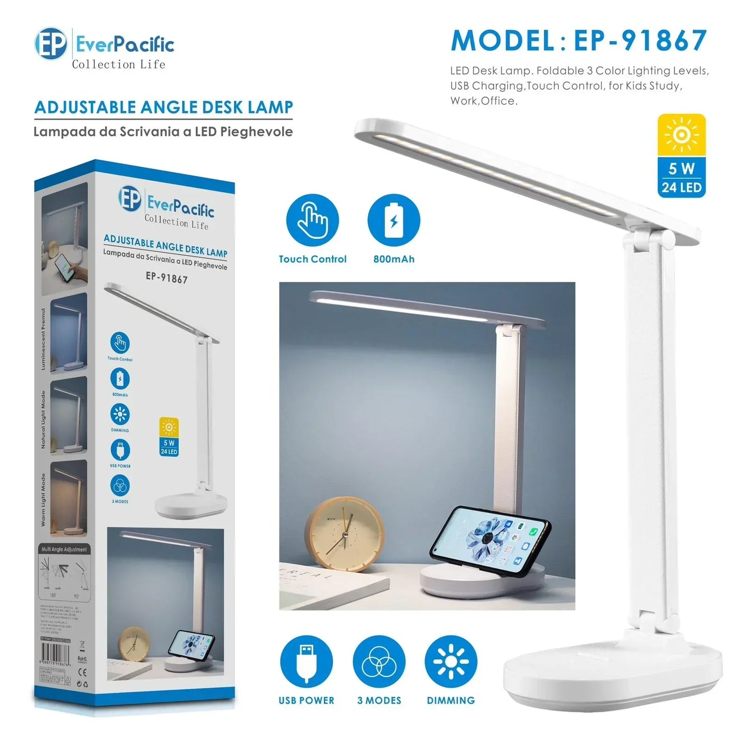 Lampada da Tavolo a LED 5W - 24LED - Lady&Oscar