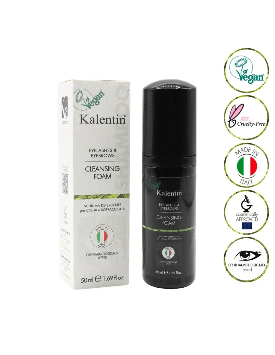 KALENTIN Schiuma detergente vegana per ciglia/sopracciglia 50ml - Lady&Oscar