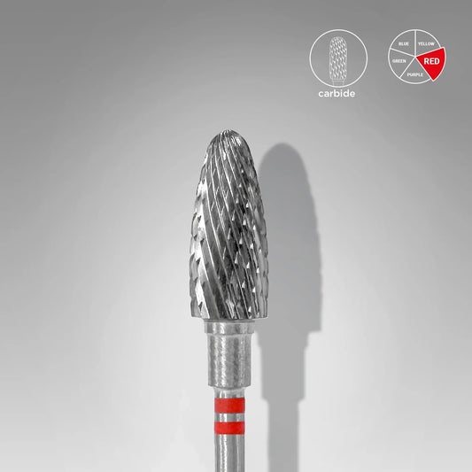 STALEKS Carbide nail drill bit for left-handed users corn red EXPERT diameter 6 mm / working part 14 mm - Lady&Oscar