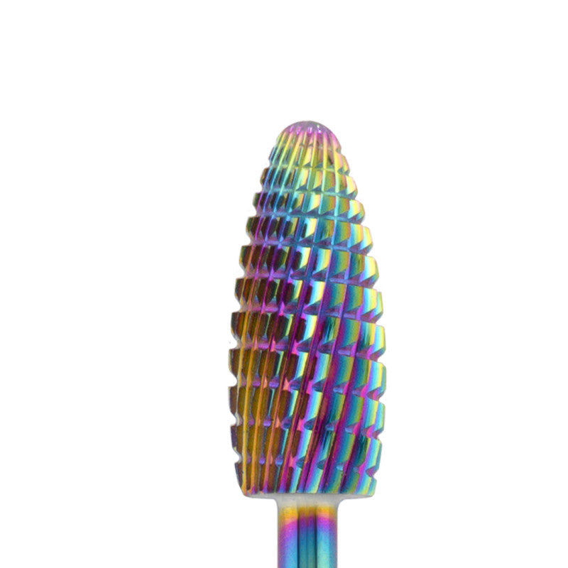Vista alternativa di Tungsten carbide bit "Reversable corn" blue (rainbow coating), L-15,0 mm., Ø6,0 mm