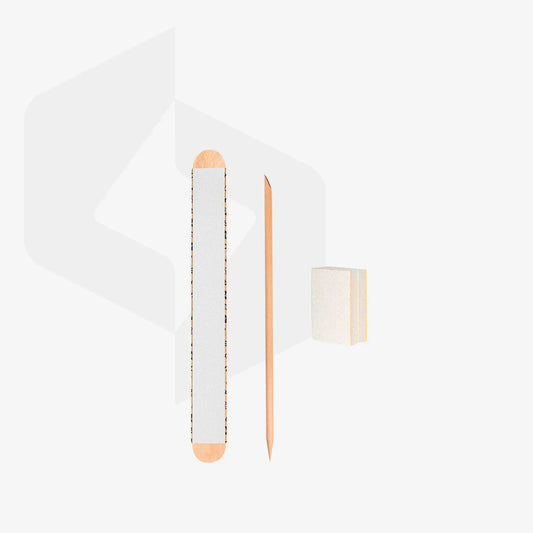 Set monouso STALEKS PRO (papmAm Mix su base di legno 100/180 grit, buff 180/240 grit, bastoncino arancione 110 mm) - Lady&Oscar