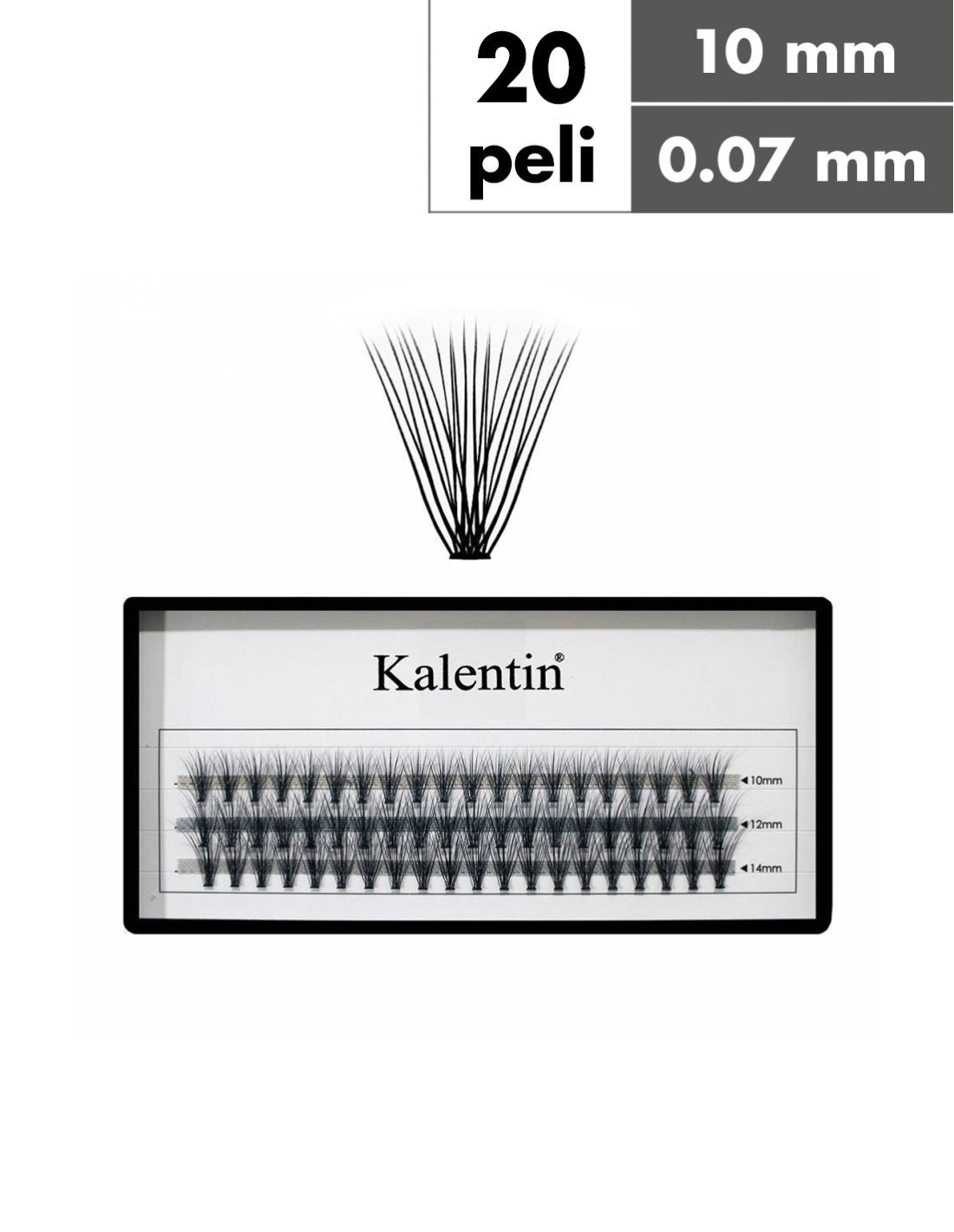 Kalentin Ciglia a Ciuffetti, nodo piatto, 20 peli C10mm-0.07mm