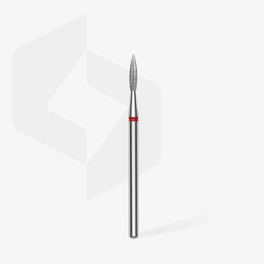 STALEKS Diamond nail drill bit pointed flame red EXPERT head diameter 2,3 mm / working part 8 mm - Lady&Oscar