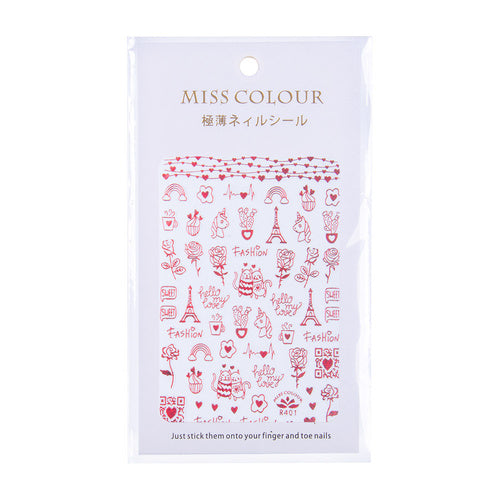 Esempio di nail art con adesivi San Valentino R401