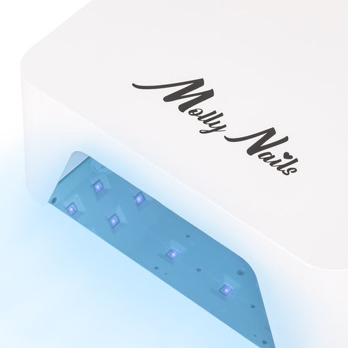 Lampada UV/LED Molly Nails da 36W per unghie, adatta a smalti ibridi, gel e gel acrilici, senza fili, bianca, V9BAT, confezione da 4 pezzi.