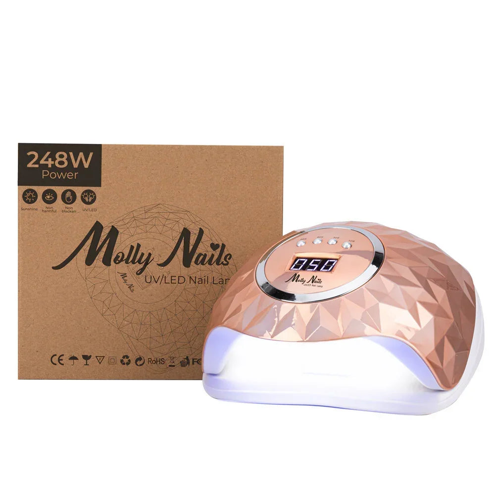 Lampada per unghie Molly Nails doppia UV/LED 248W per smalti ibridi, gel e gel acrilici, oro Y13 - Lady&Oscar