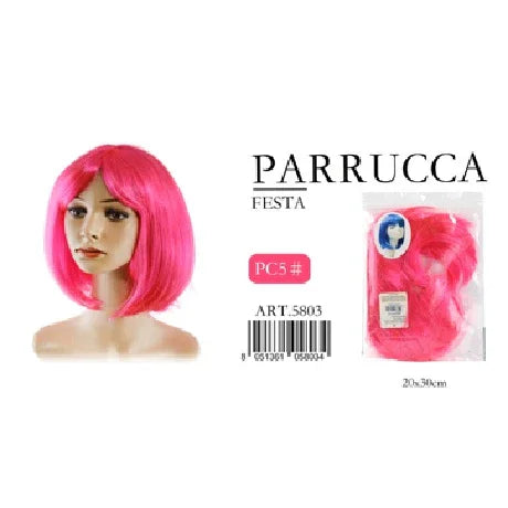 Parrucca Rosa Fluo Corta Liscia - Lady&Oscar