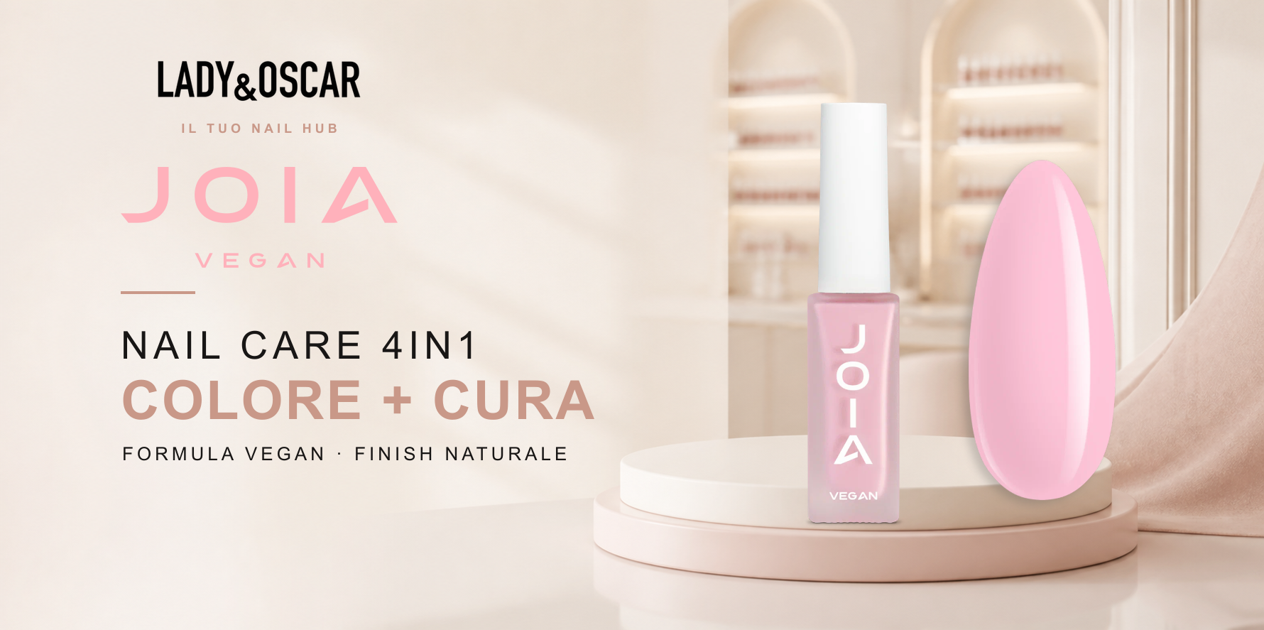 Joia Vegan Nail Care 4in1 – smalto colore e cura per unghie, formula vegan finish naturale