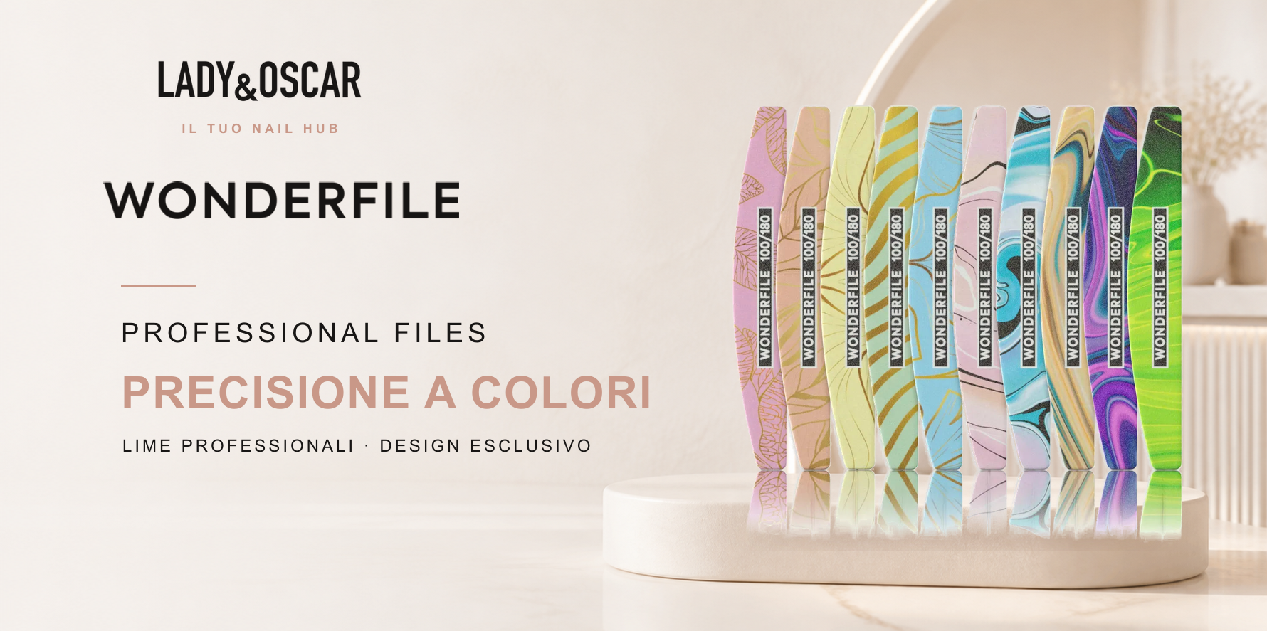 Wonderfile Professional Files – lime professionali per unghie, design esclusivo a colori