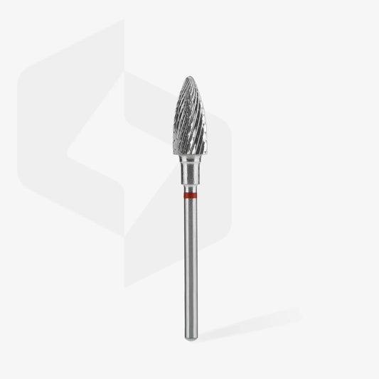 STALEKS Carbide nail drill bit, pine cone, red, EXPERT diameter 6 mm/working part 14 mm - Lady&Oscar