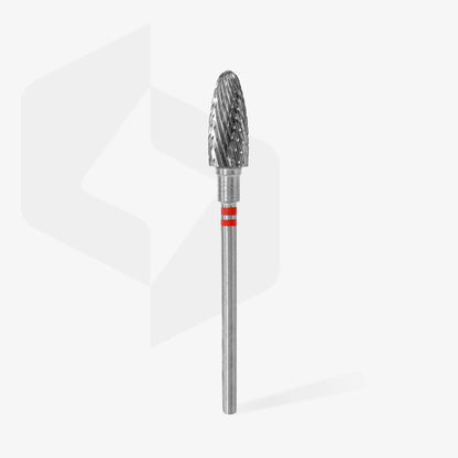 STALEKS Carbide nail drill bit for left-handed users corn red EXPERT diameter 6 mm / working part 14 mm - Lady&Oscar