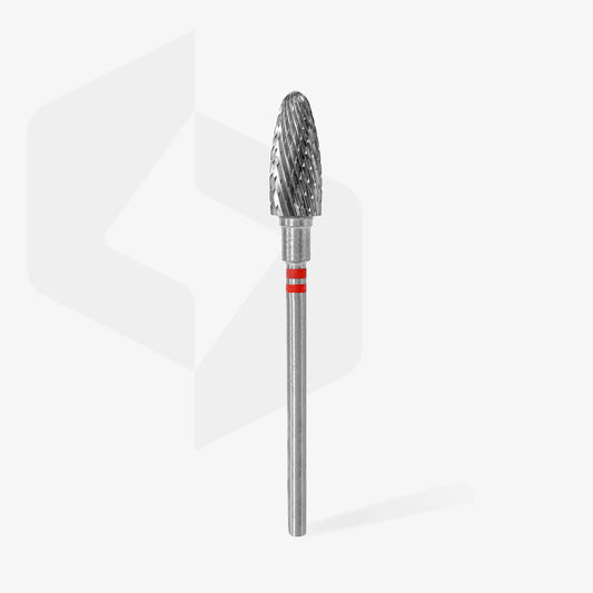 STALEKS Carbide nail drill bit for left-handed users corn red EXPERT diameter 6 mm / working part 14 mm - Lady&Oscar