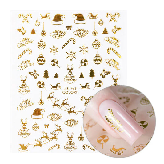 Adesivi per unghie natalizi autoadesivi Molly Nails CB-149 color oro