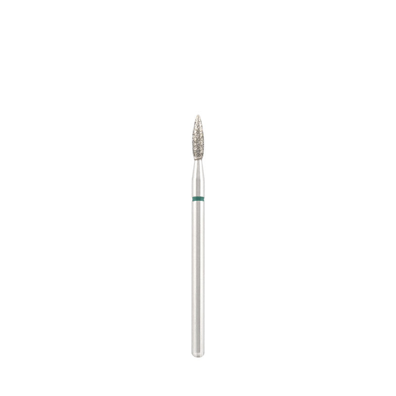 Dettaglio di Diamond bit "flame" sharp green, L- 8,0 mm., Ø2,1 mm.