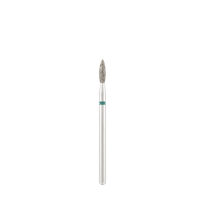 Dettaglio di Diamond bit "flame" sharp green, L- 10,0 mm., Ø2,3 mm.