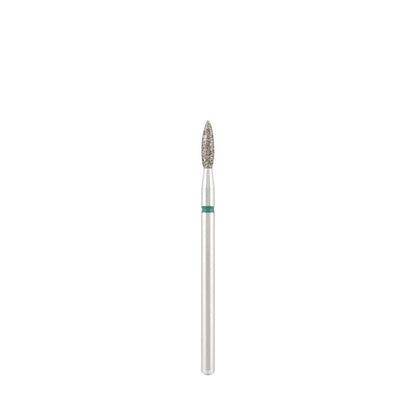 Dettaglio di Diamond bit "flame" sharp green, L- 10,0 mm., Ø2,3 mm.