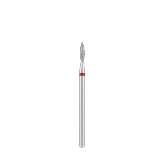 Diamond bit "flame" safe red, L- 8,0 mm., Ø2,1 mm.