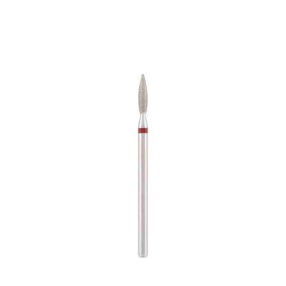 Diamond bit "flame" safe red, L- 8,0 mm., Ø2,3 mm.