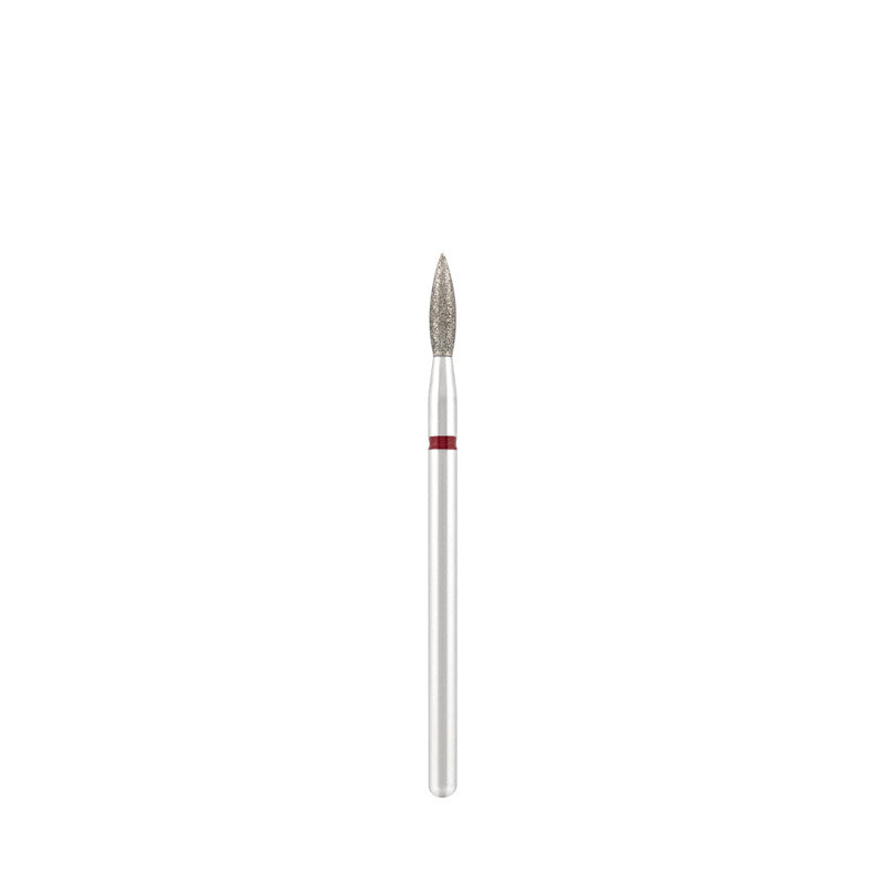 Dettaglio di Diamond bit "flame" sharp red, L- 8,0 mm., Ø2,3 mm.