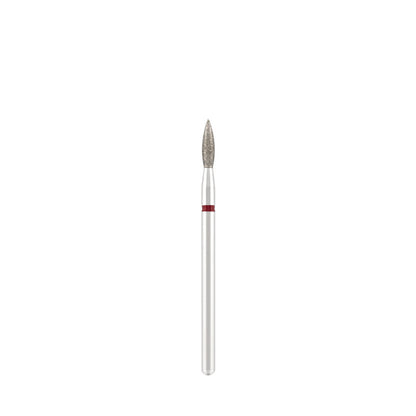 Dettaglio di Diamond bit "flame" sharp red, L- 8,0 mm., Ø2,3 mm.