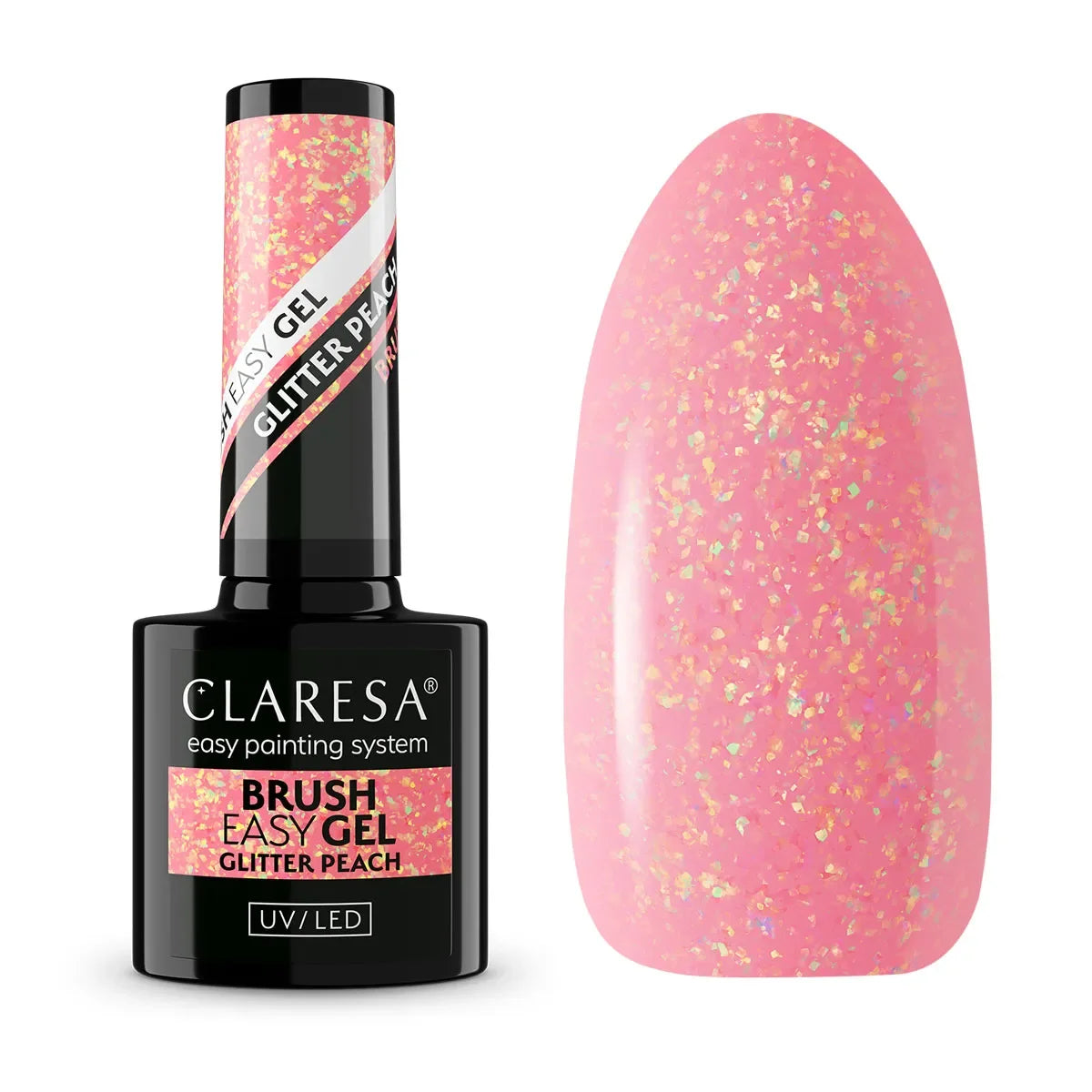 Claresa Brush Easy Gel Glitter Peach 5g - Lady&Oscar