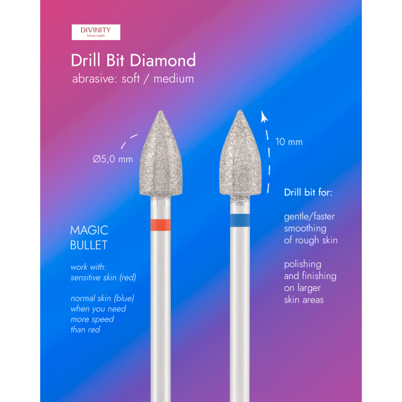Particolare di Diamond bit "magic bullet", red L- 10,0 mm., Ø5,0 mm.