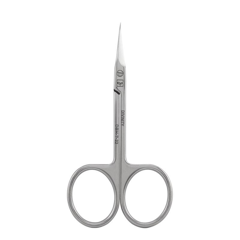 Dettaglio di Professional hooked scissors for cuticle, mirror polishing, L-95 mm, blades 22 mm.