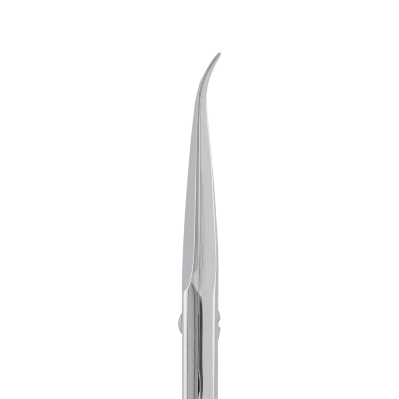 Particolare di Professional hooked scissors for cuticle, mirror polishing, L-95 mm, blades 22 mm.
