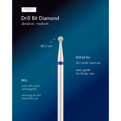 Diamond bit "ball" blue, Ø2,3 mm.