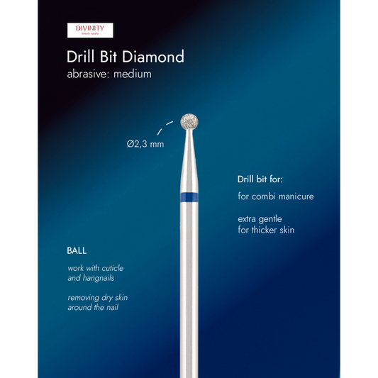 Diamond bit "ball" blue, Ø2,3 mm.