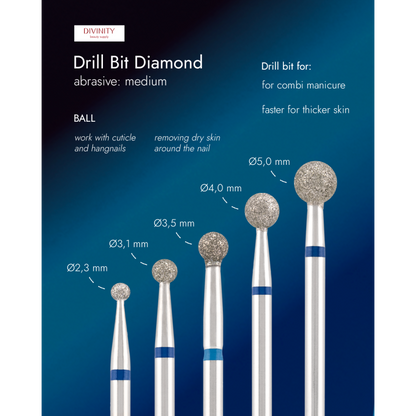 Diamond bit "ball" blue, Ø5,0 mm.