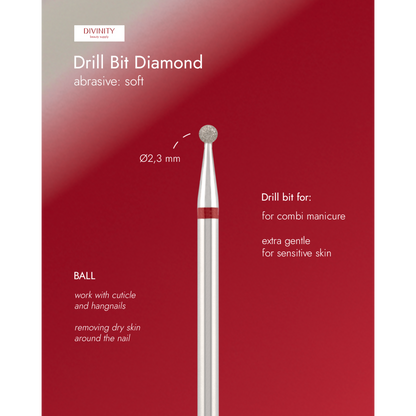 Diamond bit "ball" red, Ø2,3 mm.