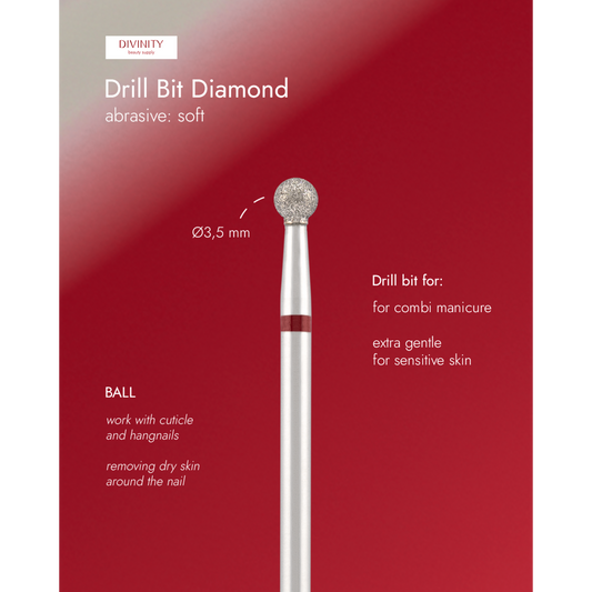 Diamond bit "ball" red, Ø3,5 mm.