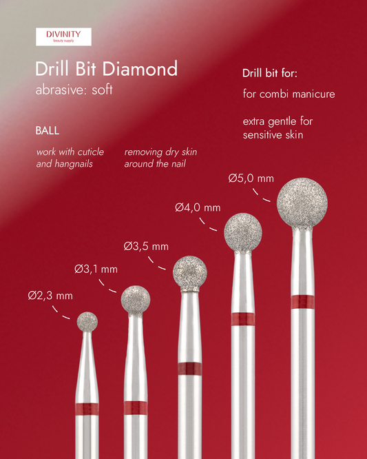 Diamond bit "ball" red, Ø3,5 mm.