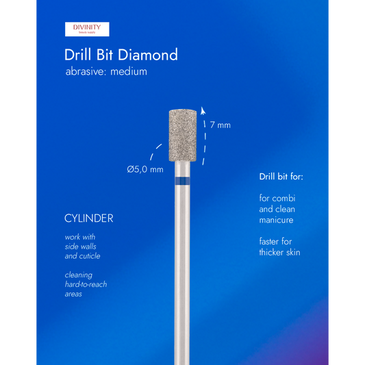 Diamond bit "cylinder" blue, L-7,0 mm., Ø5,0 mm.