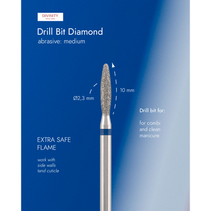 Diamond bit "flame" extra safe, blue, L- 10,0 mm., Ø2,3 mm. NEW