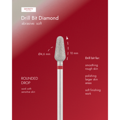 Diamond bit "rounded drop" red, L- 10,0 mm., Ø4,6 mm.