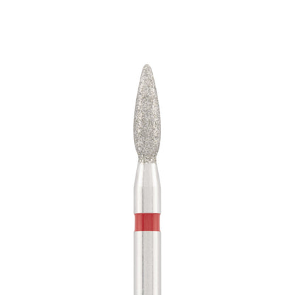 Diamond bit "flame" safe red, L- 8,0 mm., Ø2,3 mm.