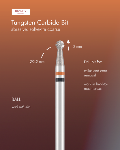 Tungsten carbide bit "ball" red-black, L-2,0 mm., Ø2,2 mm