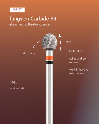 Tungsten carbide bit "ball" red-black, L-4,0 mm., Ø4,0 mm