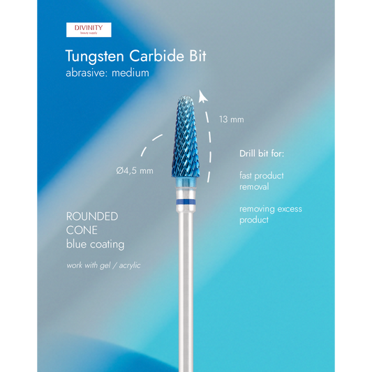 Tungsten carbide bit "rounded cone" blue (blue coating), L-13,0 mm., Ø4,5 mm