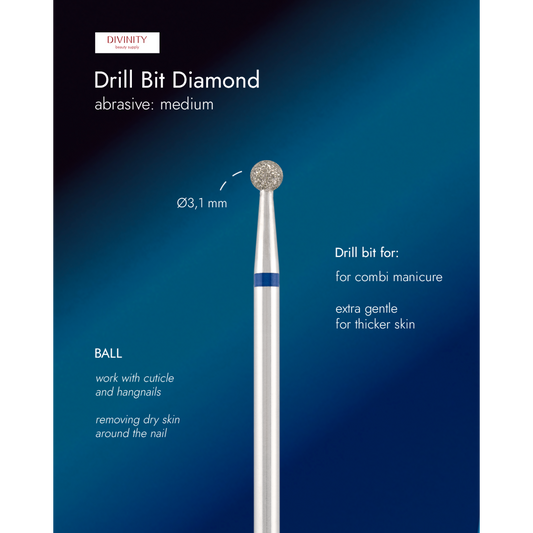 Diamond bit "ball" blue, Ø3,1 mm.