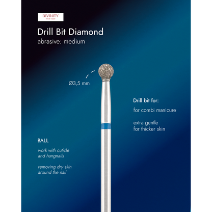 Diamond bit "ball" blue, Ø3,5 mm.