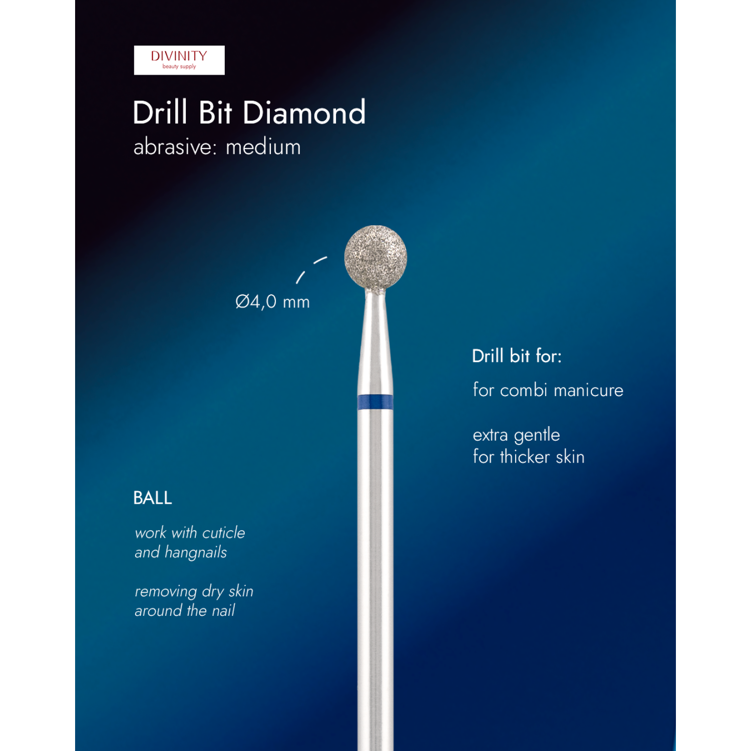 Diamond bit "ball" blue, Ø4,0 mm.