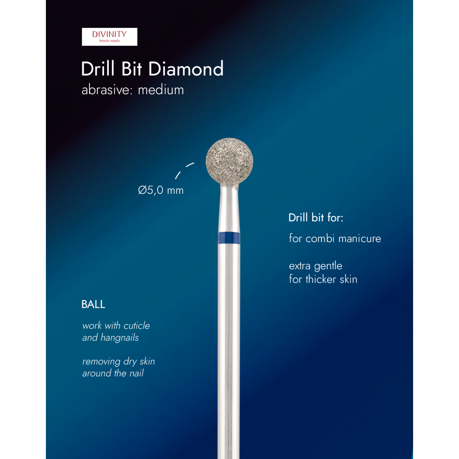 Diamond bit "ball" blue, Ø5,0 mm.