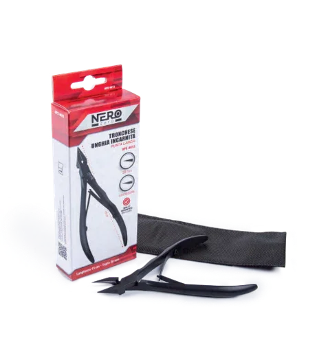 NERO.ZERO Tronchese pelle inox, rivestimento in PTFE, sovrapposto, doppia molla 11cm taglio 3mm