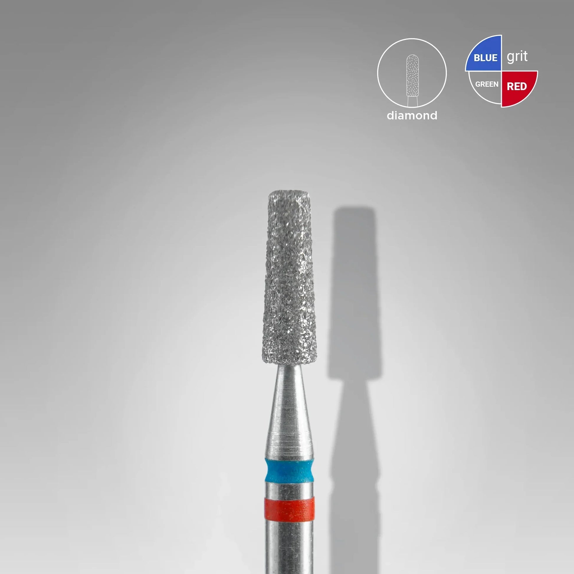 STALEKS Diamond nail drill bit DUO cone red-blue EXPERT head diameter 2,5 mm / working part 8 mm - Lady&Oscar