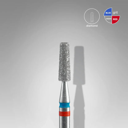 STALEKS Diamond nail drill bit DUO cone red-blue EXPERT head diameter 2,5 mm / working part 8 mm - Lady&Oscar
